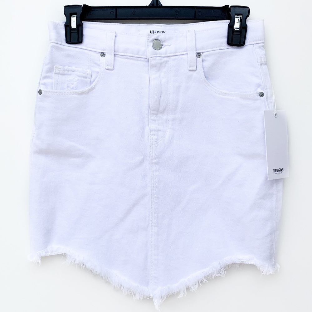 Hudson White Denim Distressed Skirt Size 24